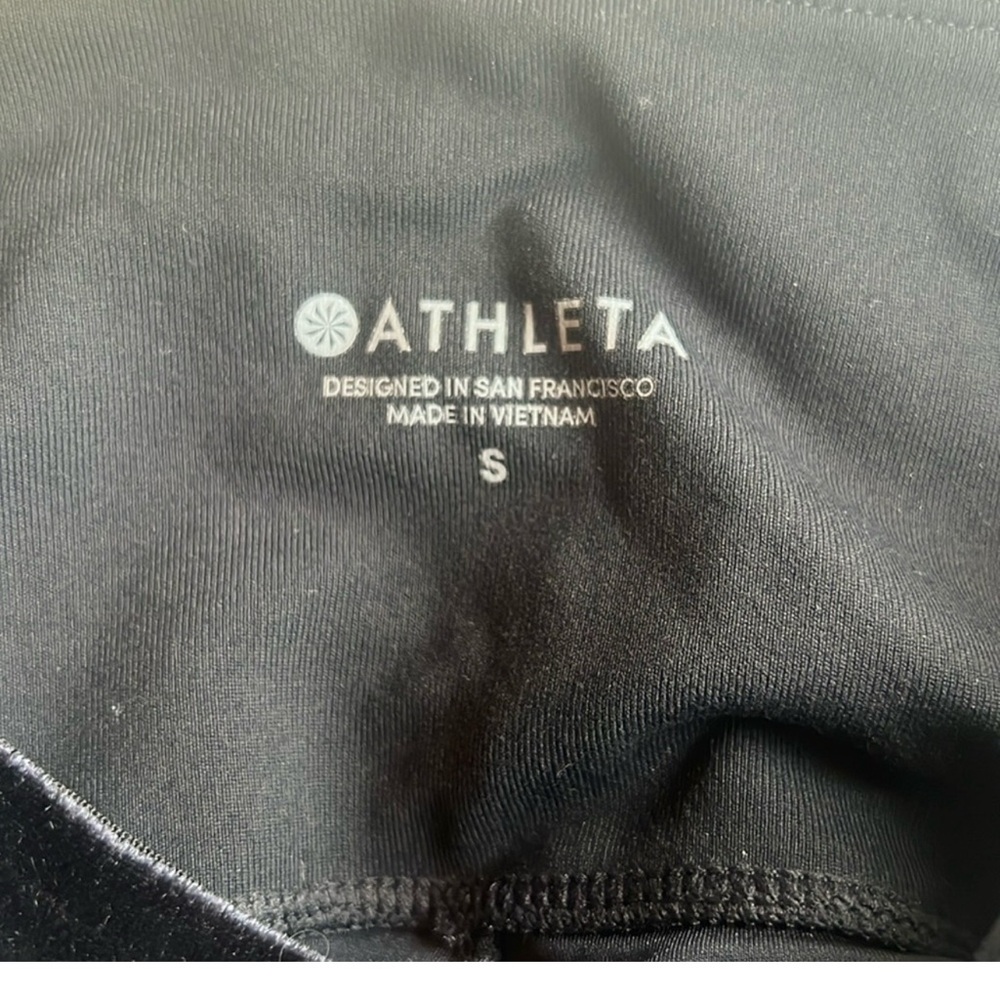 Athleta Black Velvet High Waisted Leggings Supplex Lycra Spandex Yoga Tights S - Picture 4 of 7
